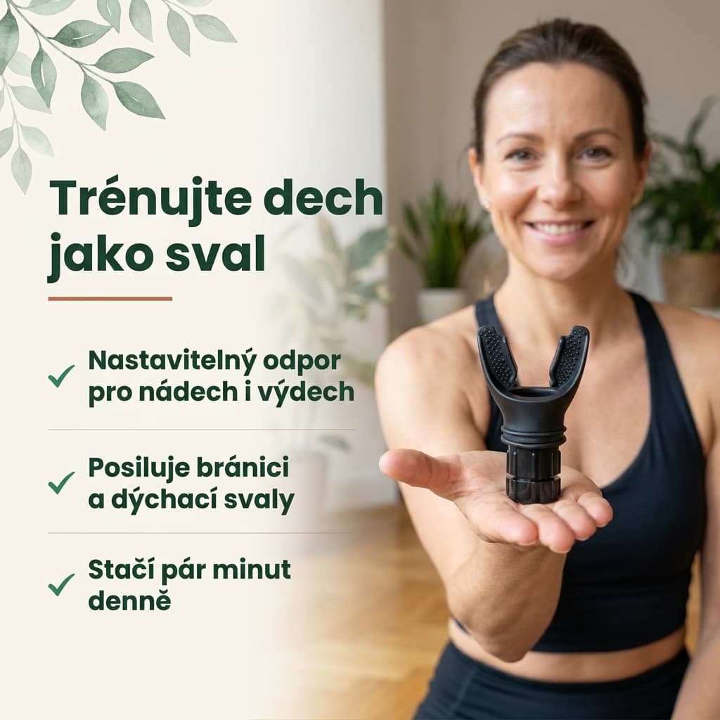 Dýchací trenažér s nastavitelným odporem posiluje bránici a dýchací svaly